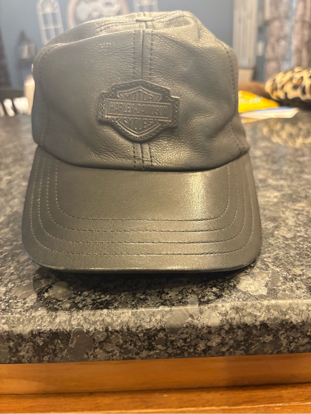 Vintage Harley-Davidson Black genuine Leather baseball cap Rare